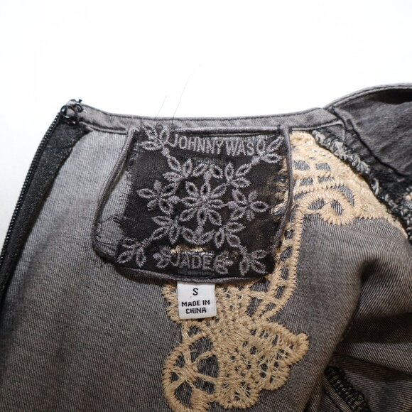 Johnny Was Womens Neema Tunic Dress Gray Chambray Embroidery Size Small EUC - Picture 5 of 11